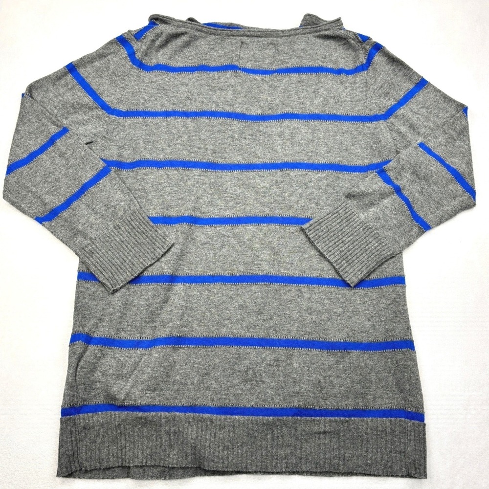 American Eagle Outfitters Gray Blue Striped Open Front Cardigan Sweater Womens M
